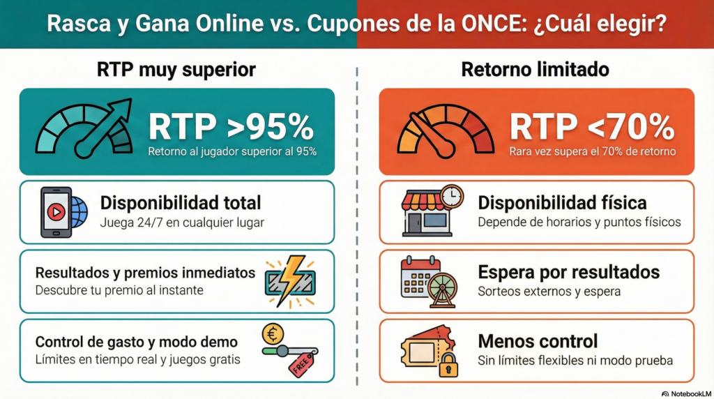 Comparativa Rasca Online vs. ONCE en los Mejores casinos rasca y gana online en España